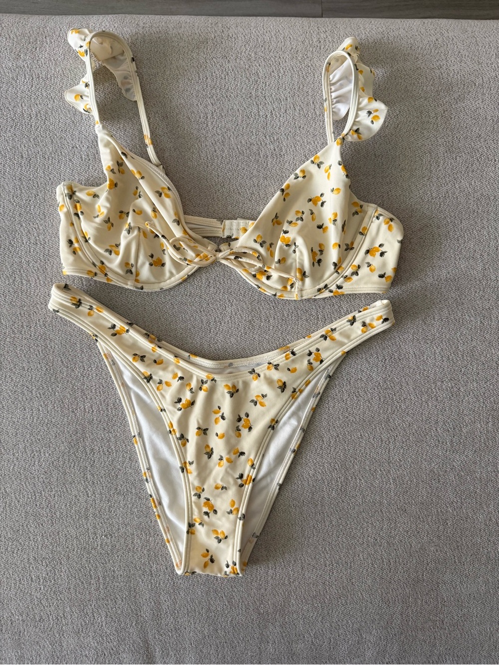 Abercrombie & Fitch Cream Bikini with Yellow Lemon Print